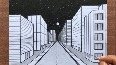 easy city drawing|1 point perspective city.